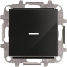 Переключатель одноклавишный с подсветкой, 10А, с клавишей ABB Sky (черное стекло)