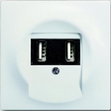 Зарядка USB двойная, 1400мА (по 700мА на каждое гнездо), с лицевой панелью ABB Impuls (белый бархат)