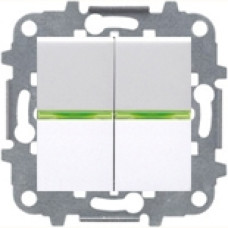 Выключатель двухклавишный с подсветкой, 16А, ABB ZENIT (белый)