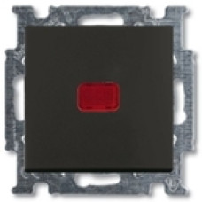 Выключатель одноклавишный с подсветкой ABB Basic 55 (шато-черный)