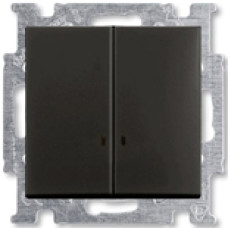 Выключатель двухклавишный с подсветкой ABB Basic 55 (шато-черный)