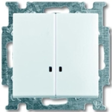 Выключатель двухклавишный с подсветкой ABB Basic 55 (белый)