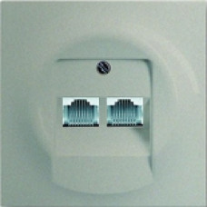 Розетка телефонная на 2 коннектора с лицевой панелью ABB Impuls (шампань-металлик)