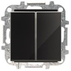 Выключатель двухклавишный, 10А, с клавишей ABB Sky (черное стекло)