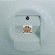 Розетка компьютерная одноместная с механизмом Jung (RJ45), категория 6, с лицевой панелью ABB Impuls (серебристый металлик)