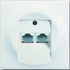 Розетка телефонная на 2 коннектора с лицевой панелью ABB Impuls (белый бархат)