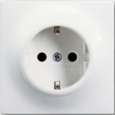 Розетка электрическая с заземлением и защитными шторками, 16A, ABB Impuls (белый бархат)