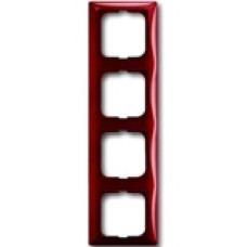 Четырехместная рамка с декоративной накладкой ABB Basic 55 (красная)
